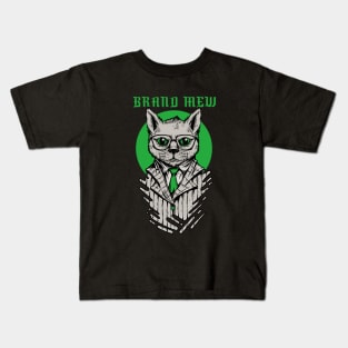 Brand Mew, Cool Mafia Cat with suit design Kids T-Shirt